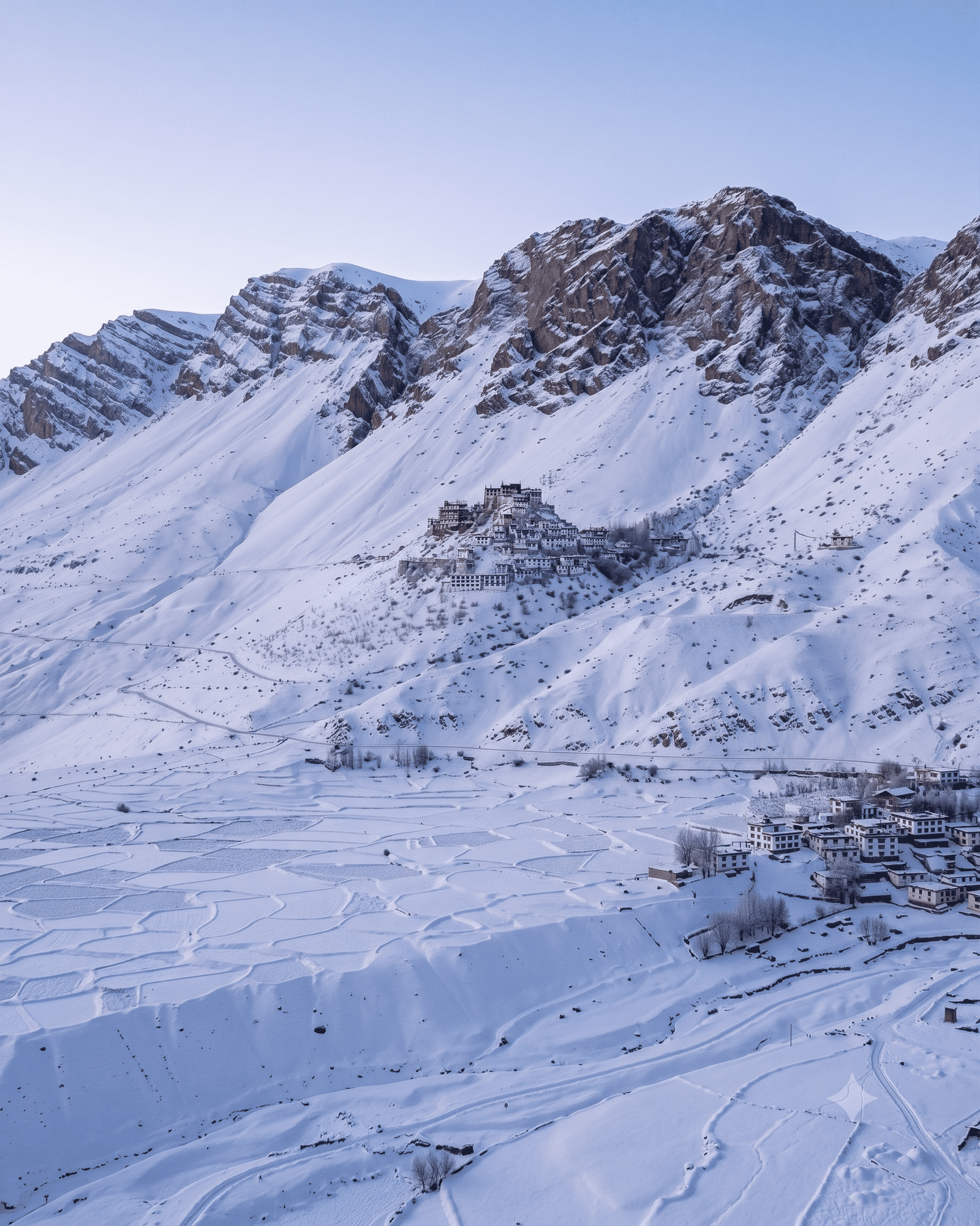 Key Monastery in peak winters